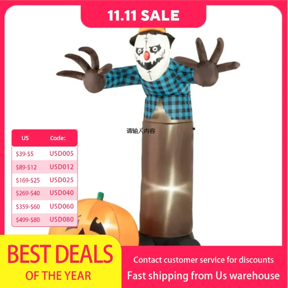 

7 feet inflatable decorated Halloween scarecrow