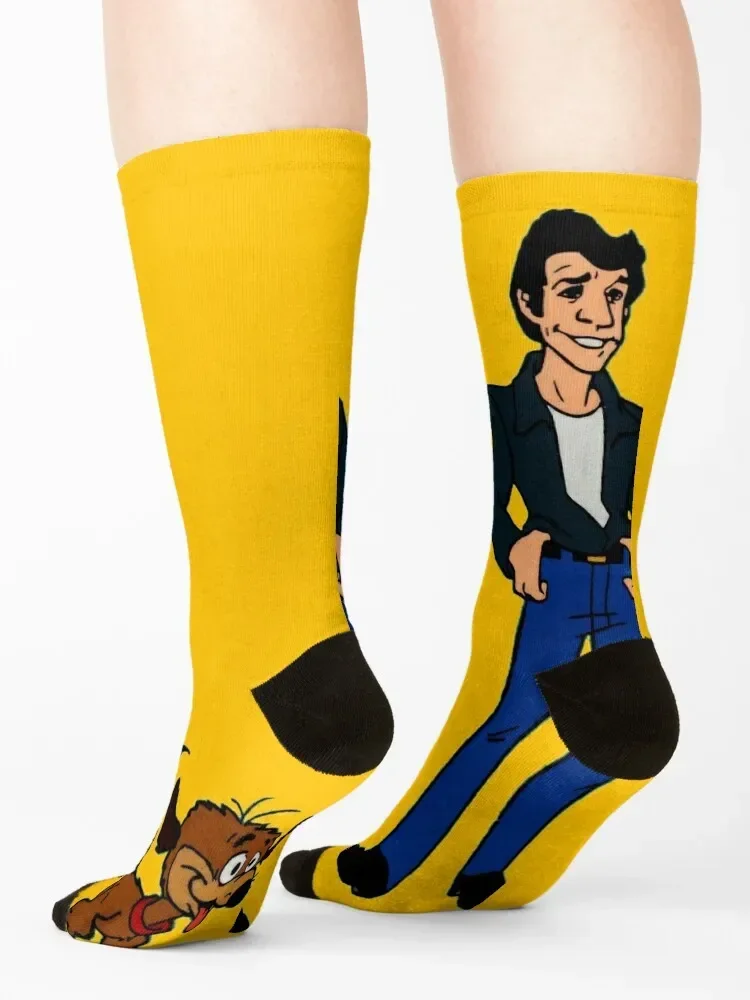 The Fonz and The Happy Days Gang - جوارب تلفزيونية كلاسيكية من السبعينيات للأطفال جوارب شتوية حرارية للهالوين للفتيات والرجال