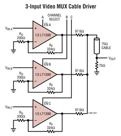 LT1399IGN LT1399CGN LT1399CS LT1399HVCS LT1399 - مكبرات الصوت الحالية المزدوجة والثلاثية منخفضة التكلفة 300 ميجا هرتز مع إيقاف التشغيل