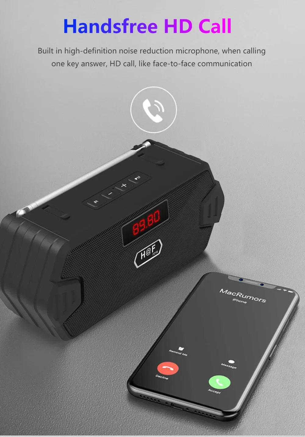 Bass Hifi portátil para exteriores Aux inalámbrico Bluetooth altavoz Radio FM receptor música caja de sonido Subwoofer M
