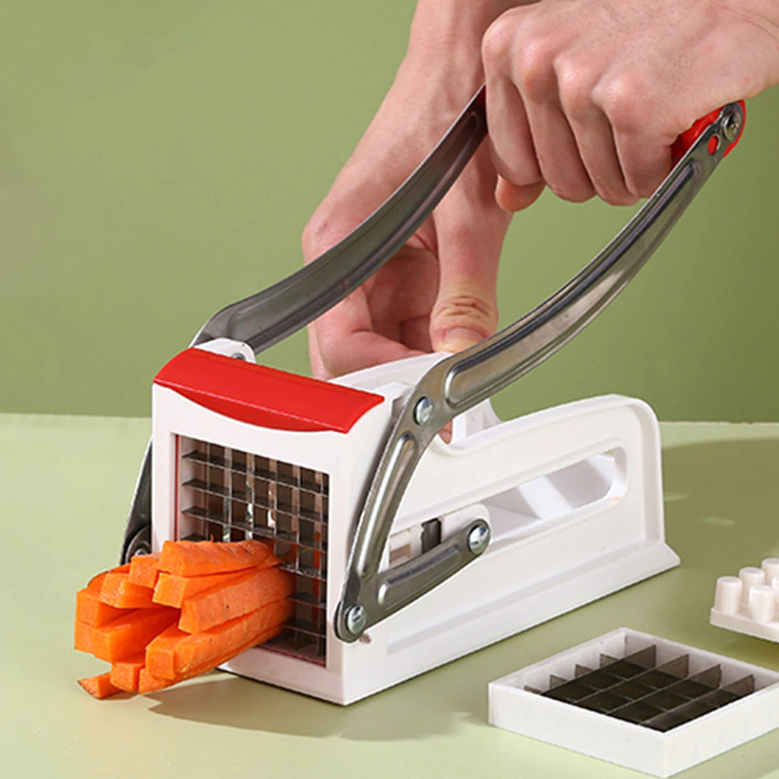 Francês fritar cortador veggie dicer aço inoxidável cortador de batata slicer inclui 2 lâmina tamanho cortador