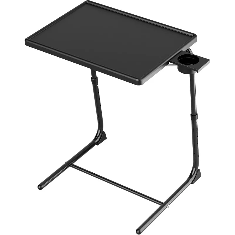 

TV Tray Table, Allpop TV Dinner Tray for Eating, Adjustable Folding Laptop Table with 6 Heights & 3 Tilt Angles, Cup Holder