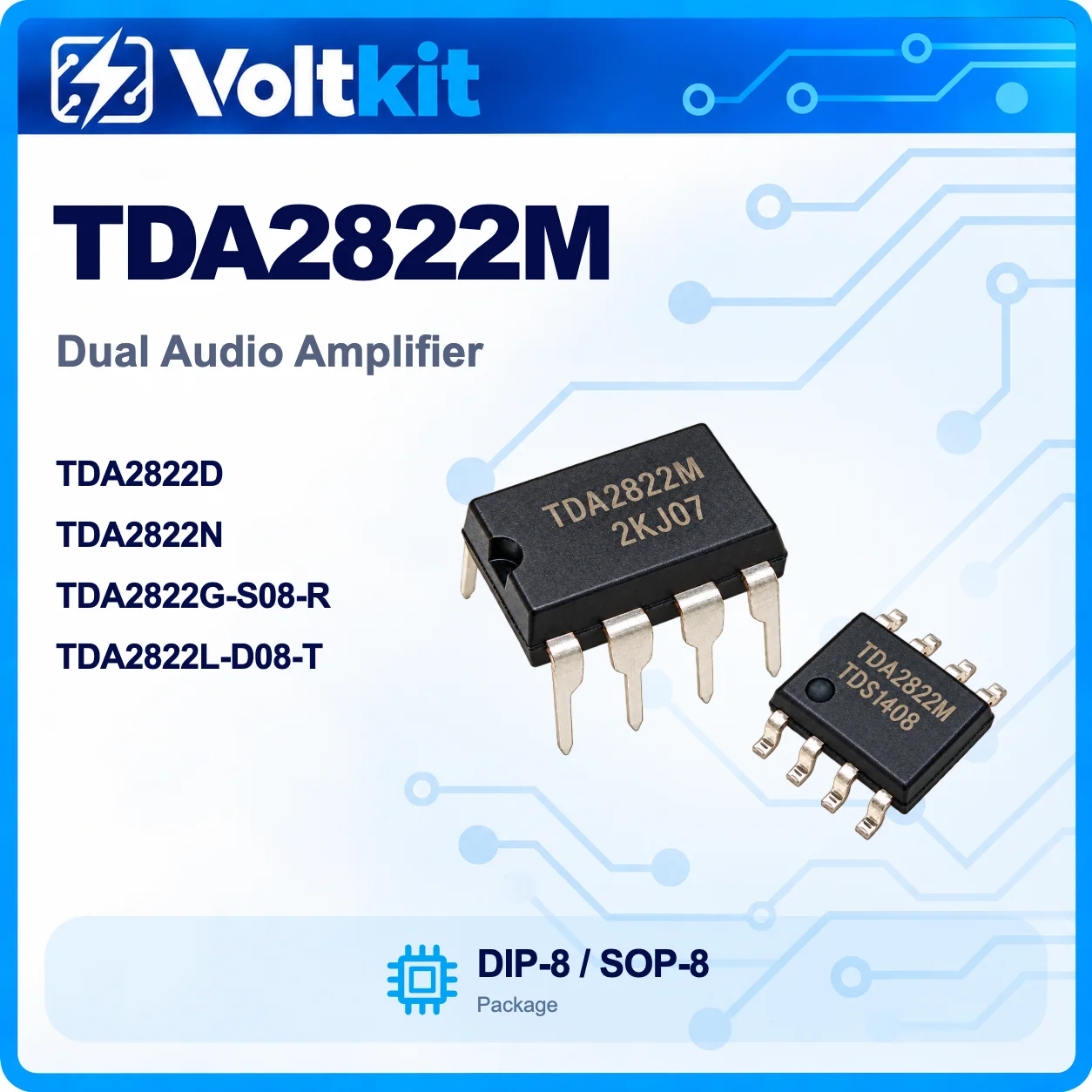 20PCS TDA2822 TDA2822M DIP-8 SOP-8 Audio Power Amplifier IC New Original In Stock Wholesale