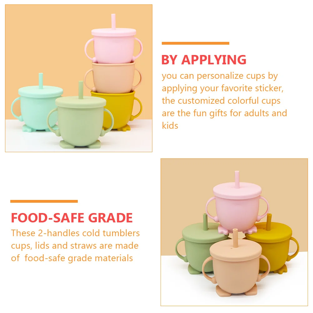 

1 шт., силиконовая соломенная чашка, портативная бутылка для воды, креативный холодный стакан, многоразовая крышка, можно мыть в посудомоечной машине, экологически чистый для дома и детей