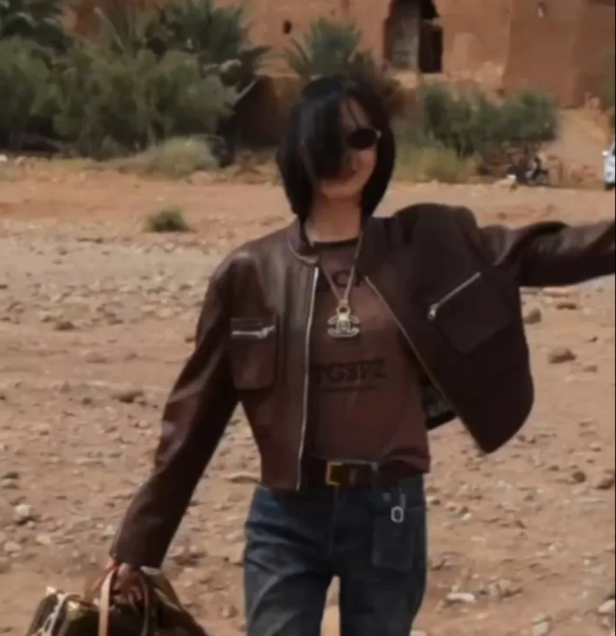 تشن السيدة جلد طبيعي السائق Jaet المرأة براون كيت eepskin سستة ort رداء علوي غير رسمي الوقوف طوق معطف طويل Sve