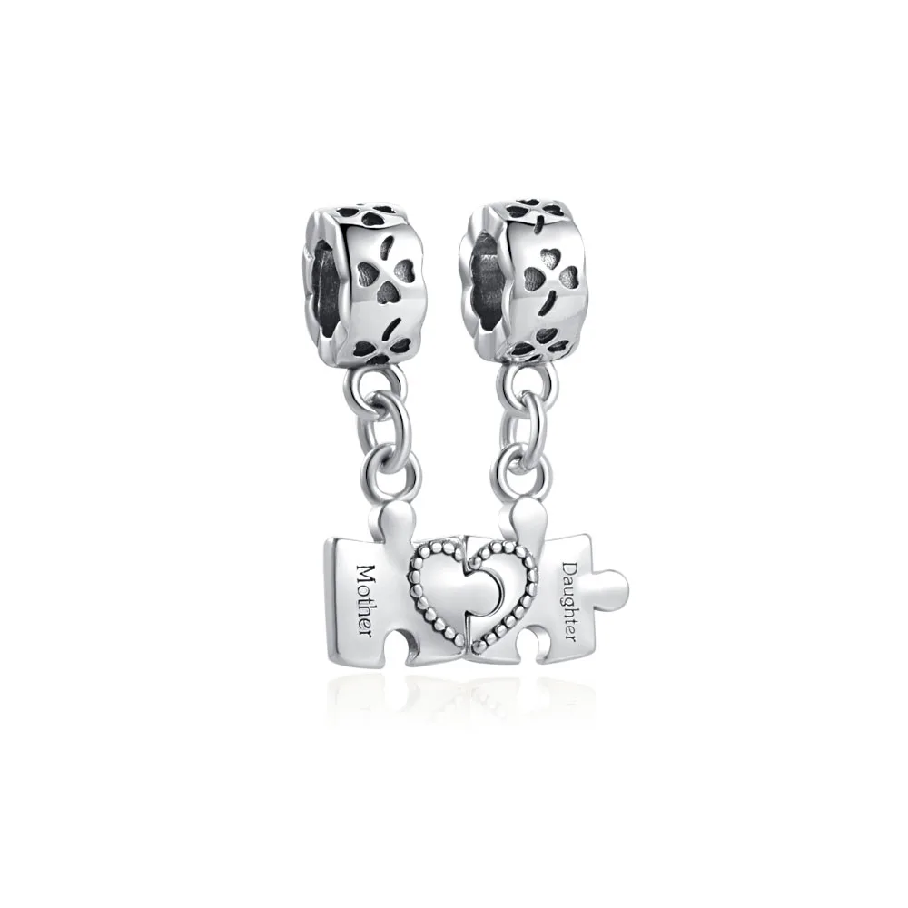 New Fashion 925 Sterling Silver Mother's Day Mom Daughter DIY Fine Beads Fit Original Pendant Women Bracelet Accessories Gift image 3