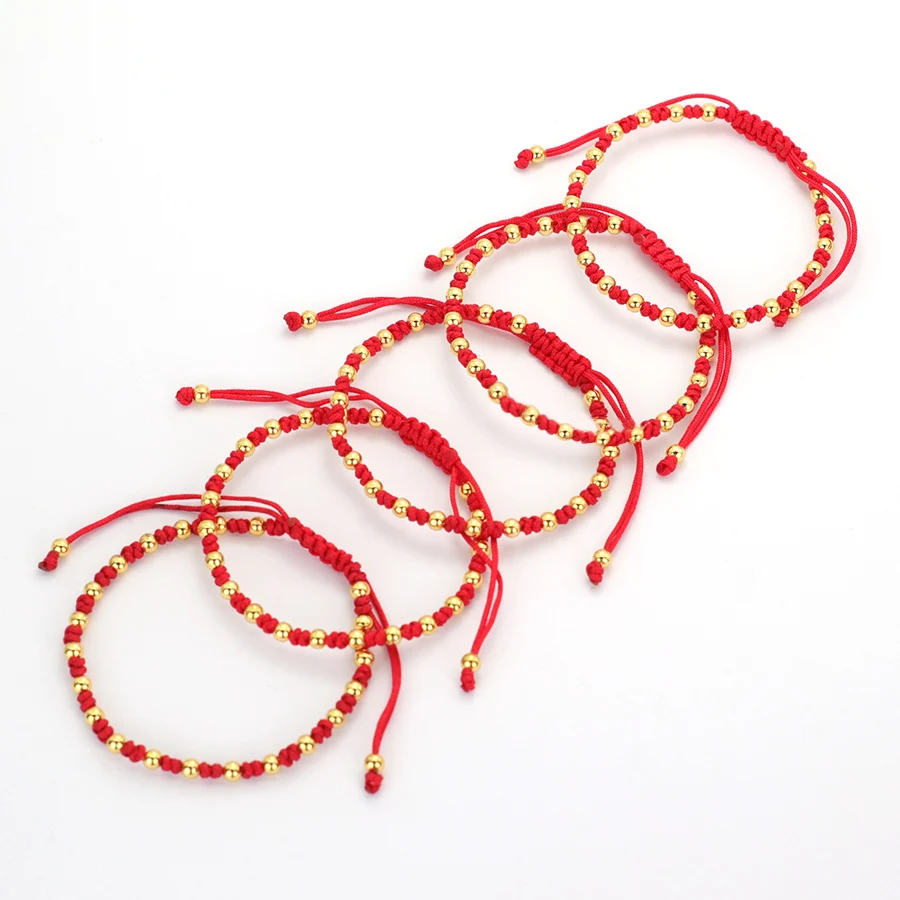 Economical 5pcs/Pack Weaven String Bracelet Unisex Adjustable Red Black Lucky Chniese Knitted Braslet Team building Accessories