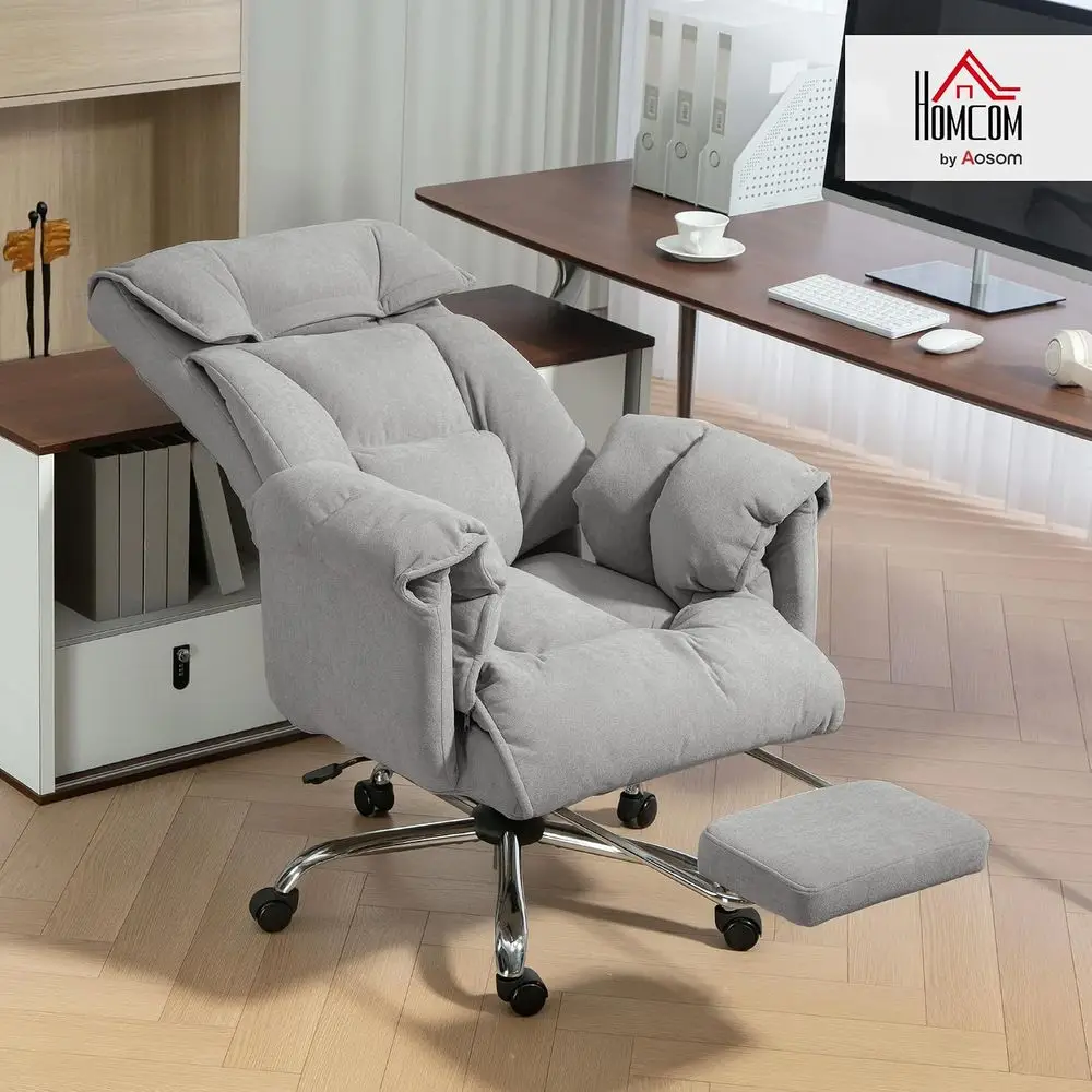 Executive Oice Chair Comy with oot Rest Reclining Light Gray | Comy, Swivel Computer Desk Chair, High olding Back, Thick Cushion