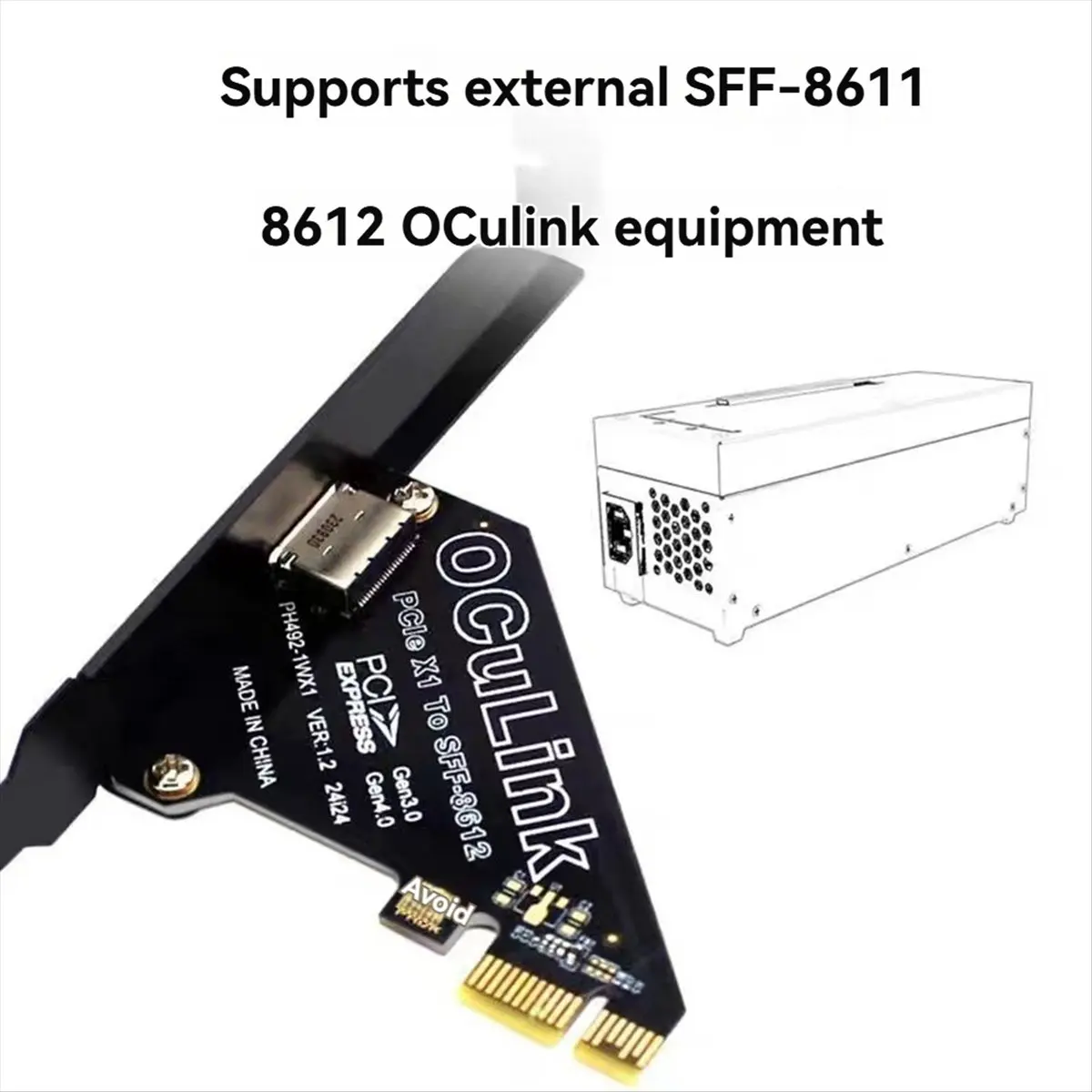 N86R PCIe 4.0 X1 to Oculink SFF8611/8612 Expansion Card to SFF-8639 U.2 SSD for External Graphics Card for Win/Linux