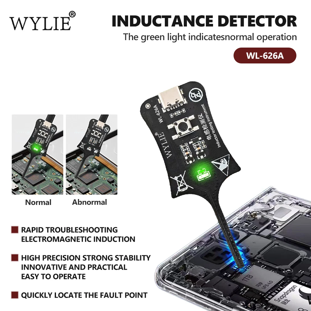 

WYLIE WL-626A Inductance Tester for Repairing Smartphone Tablet Motherboards Electromagnetic Induction Fault Location Tools