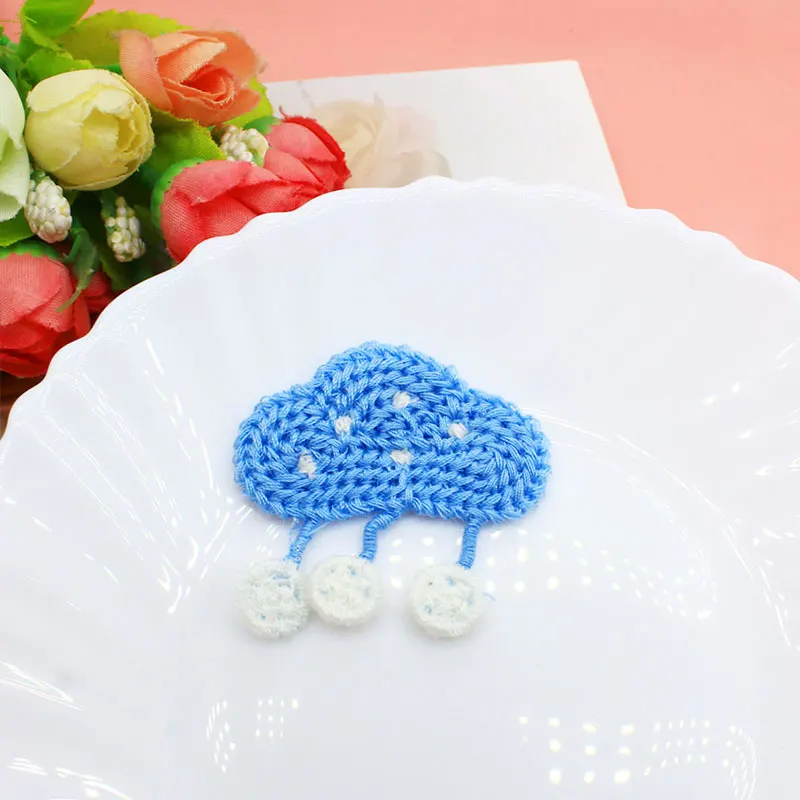 20 Stück gestrickte Stickereien mit Cartoon-Motiven von Regenwolken zum Verzieren von Kleidung, Schuhen und Hüten – ideal für DIY-Projekte. – Detail 6