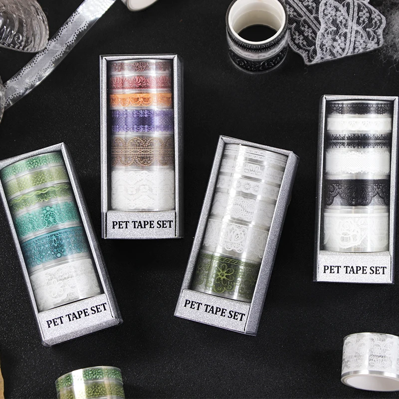 Contain Random Items, 5/20/60 Rolls, Vintage Lace PET Washi Tape Set, Elegant Floral & Lace Decorative Tape for Journal view 2
