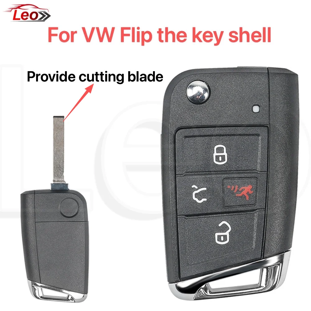 

Leo For VW 4button car flip key shell Volkswagen Seat Ibiza Skoda Superb Golf Mk7 Passat B8 Tiguan allspace Remote Key