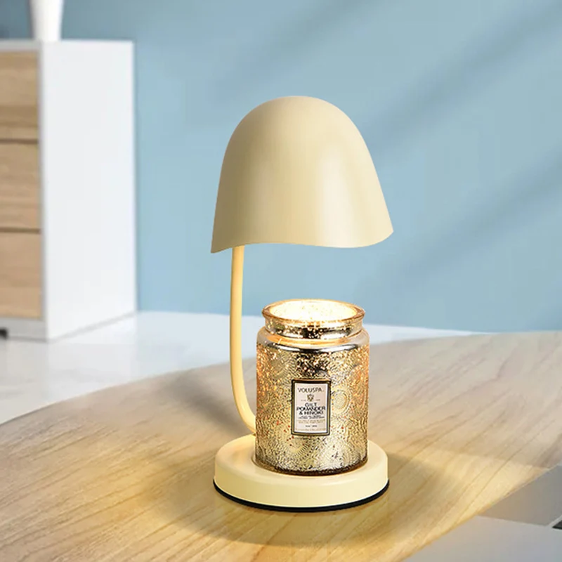 달걀 껍질 그늘 열 조명 아로마 디밍 침대 옆 촛불 따뜻한 디밍이 가능한 램프 금속 왁스 용융 따뜻한 전구 2개 포함