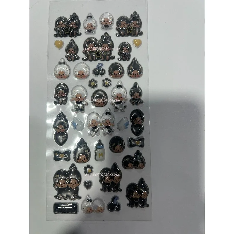 2026 Hot Japanese style Monchhichi  cartoon 3D crystal three-dimensional solid drip glue phone case DIY decoration