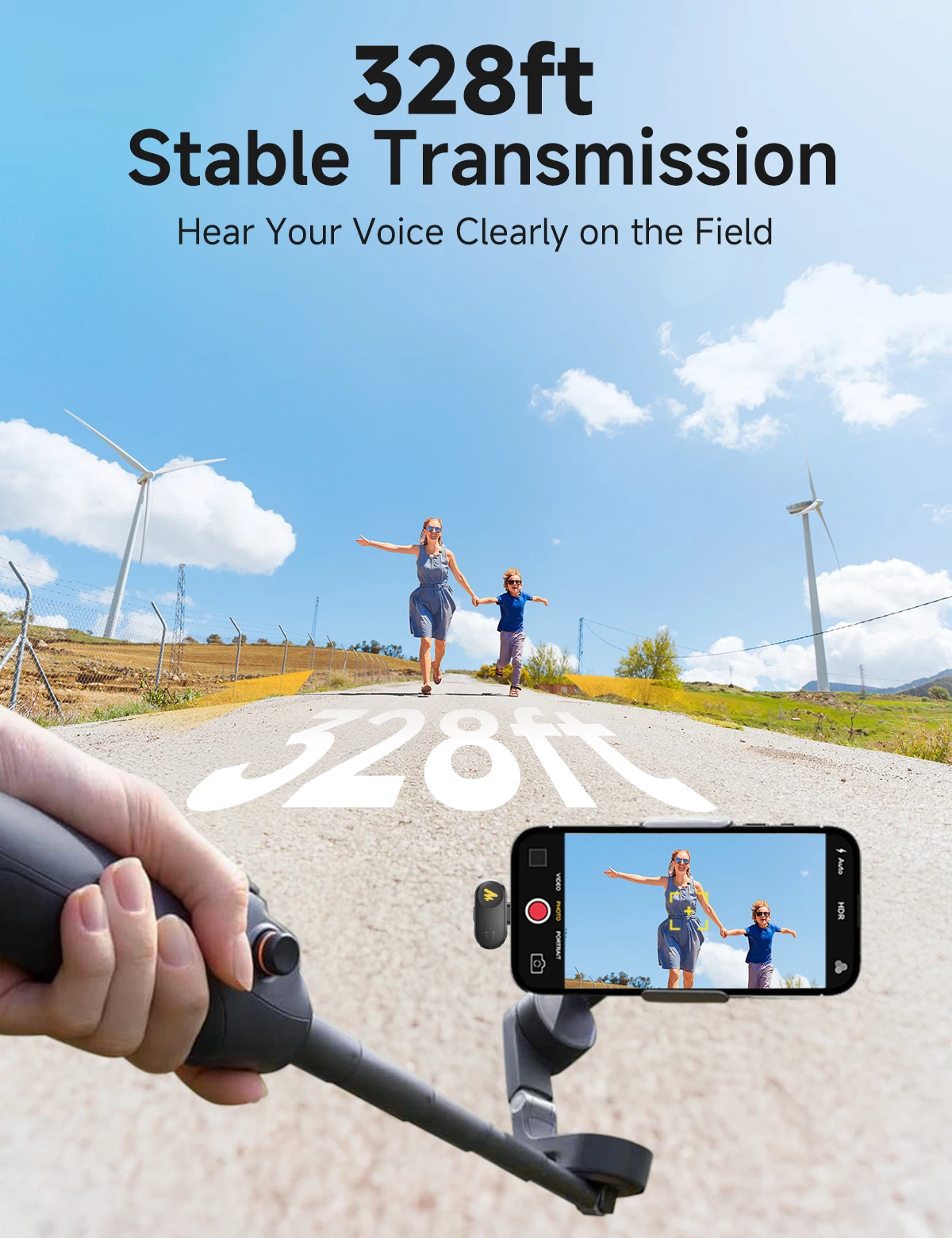 MAONO T1mini Microfono da bavero wireless per cancellamento del rumore del telefono Funzione di ritaglio automatico Impostazione app Microfono di registrazione audio video