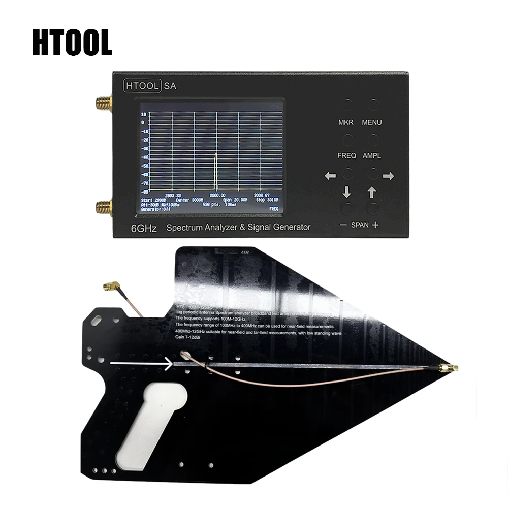 HTOOL SA6 Upgraded SA Spectrum Analyzer 35-6200 MHz Signal Generator System HT8 Direction Passive Antenna Log Periodic 0.1-12GHz