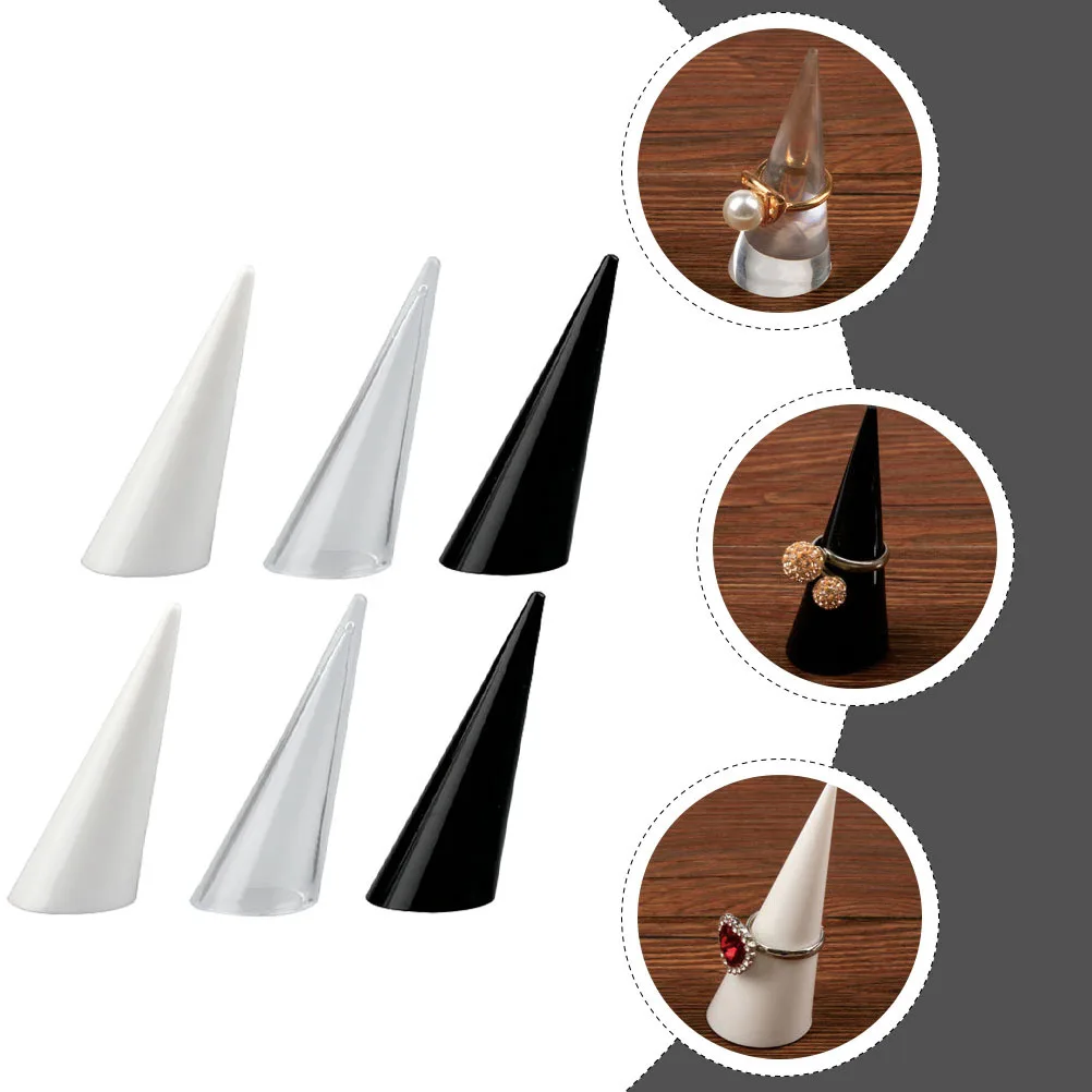 6 قطعة رف شاشة حلقي حامل مدبب من الأكريليك لتنظيم المجوهرات متجر بيع بالتجزئة للاستخدام المنزلي حلقة سطح أملس خفيفة الوزن