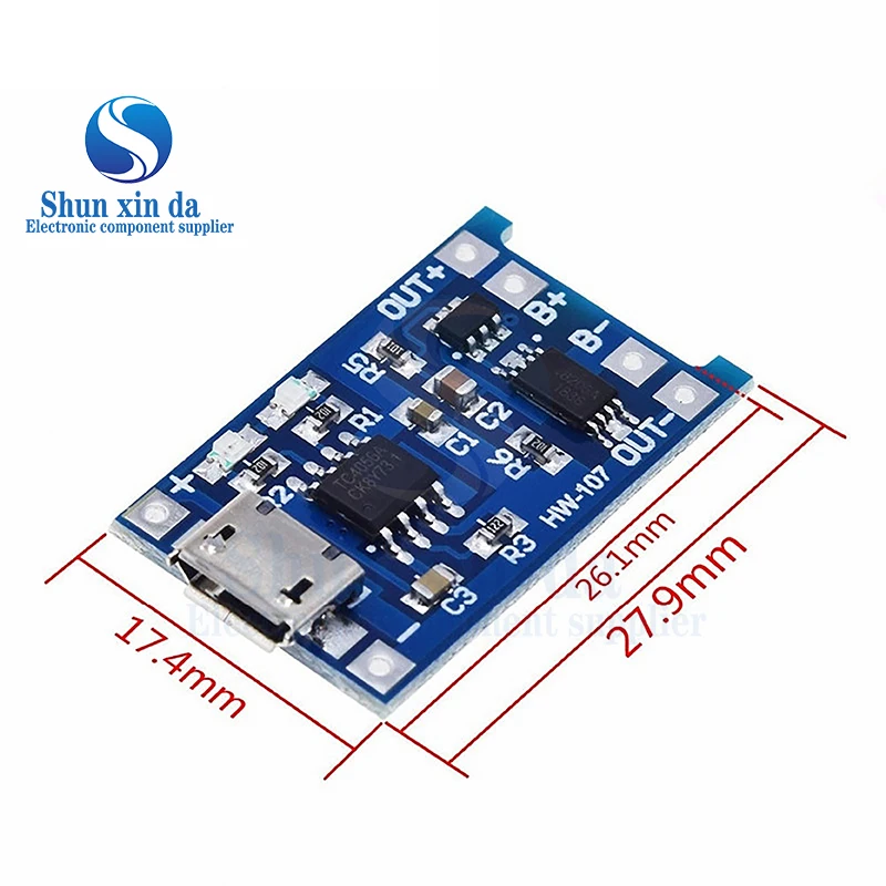 5pcs Micro/Type-c USB 5V 1A 18650 TP4056 Lithium Battery Charger Module Charging Board With Protection Dual Functions 1A Li-ion