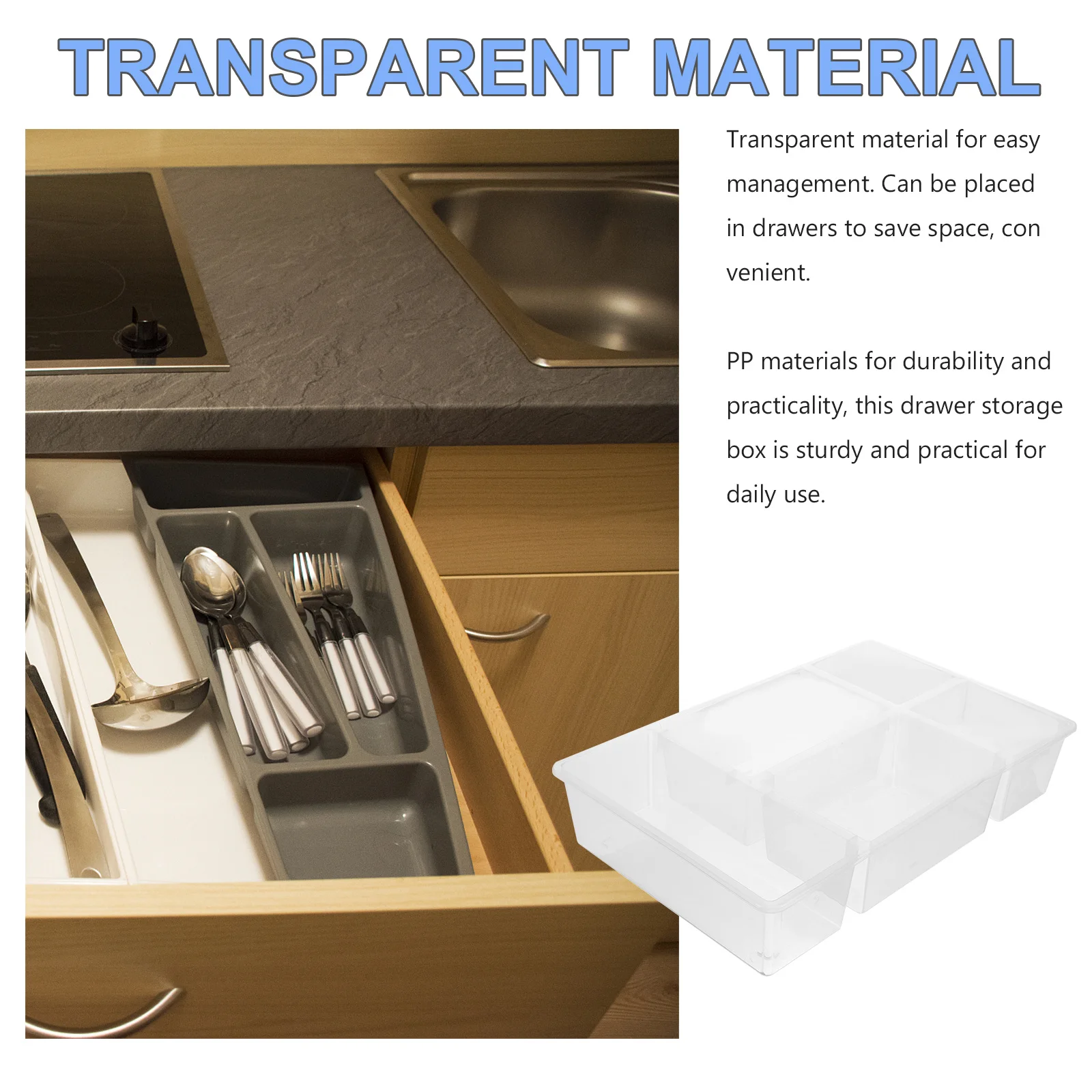 

Cutlery Tray Drawer Organizer Box Large Capacity Transparent Pp Storage For Kitchen Utensils Cutlery Trays For Kitchen