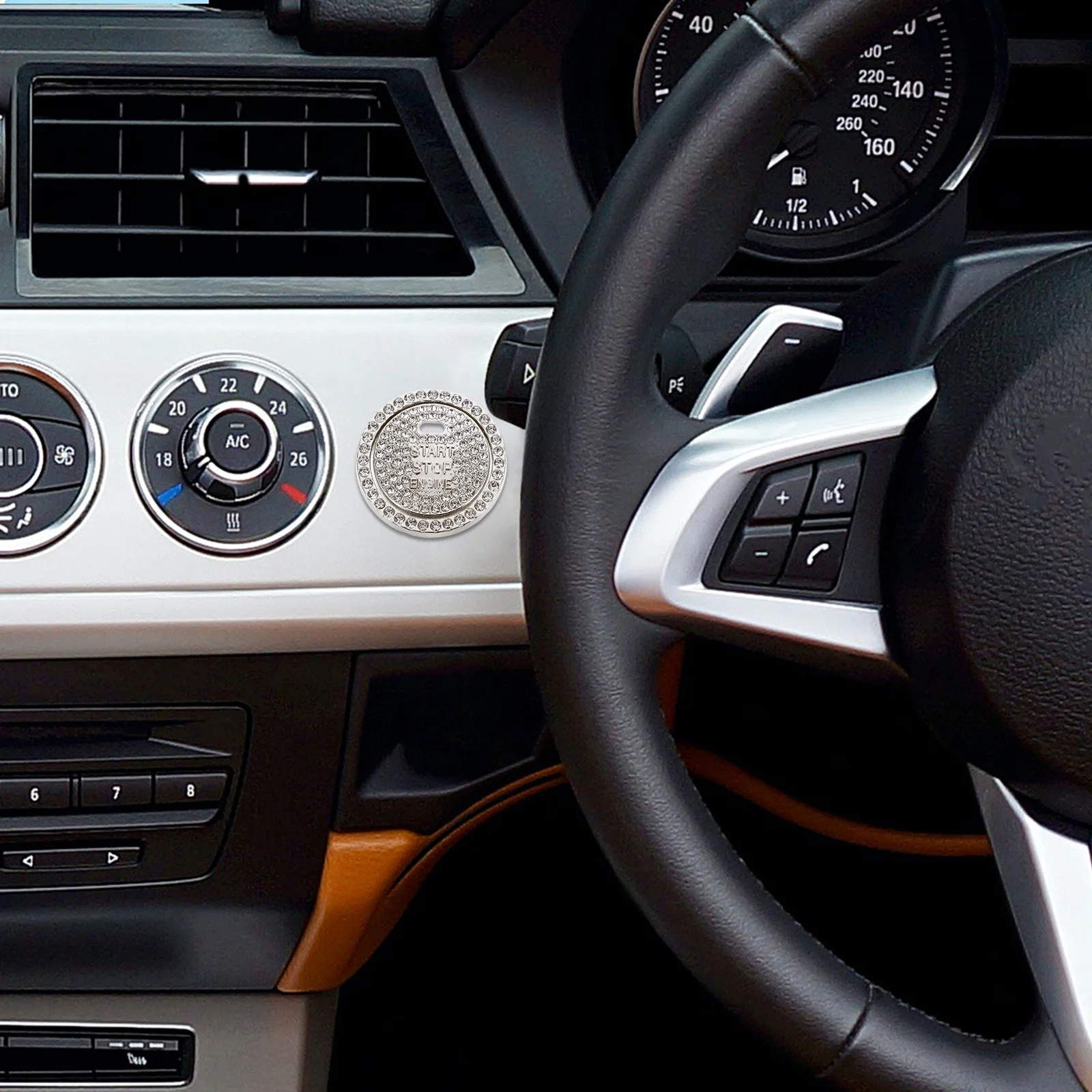

Car Engine Start Button Cover Rhinestone Bling Sparkling Ring Push to Start Button Decorative Anti Scratch Car Accessory