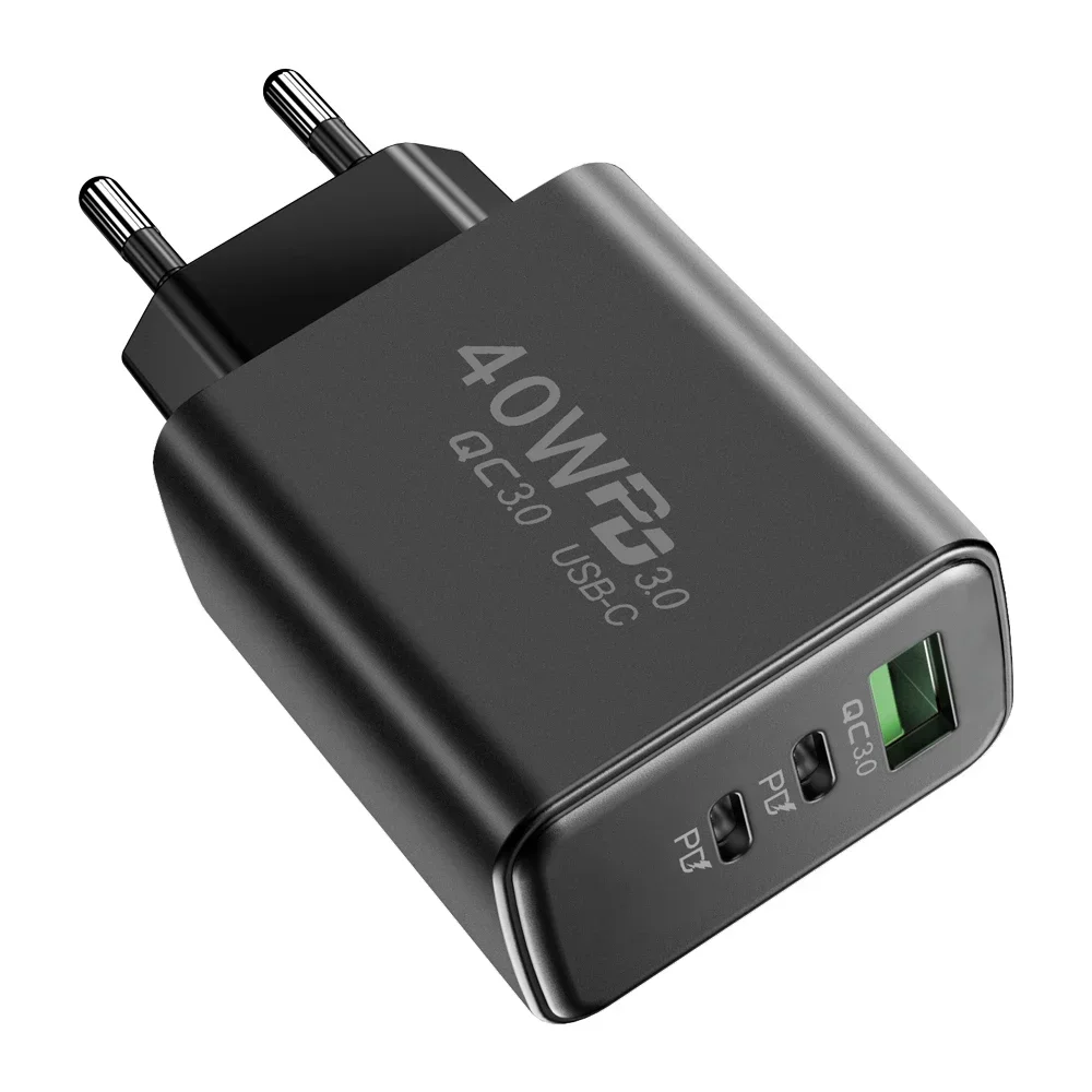 USB-C-Ladegerät, 40 W, Handy, Typ C, PD, schnelles Aufladen, hohe Geschwindigkeit, Schnellladung 3.0, Wandadapter, mehrere Anschlüsse für iPhone Xiaomi