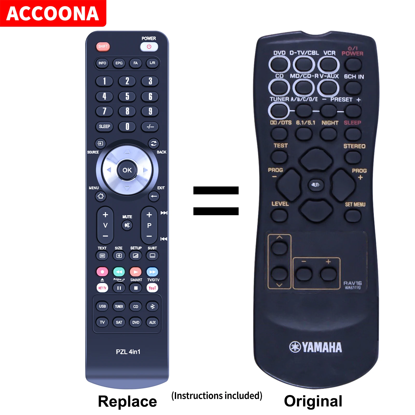 RAV16 WA61770 Replacement Remote Control For Yamaha AV Receiver HTR-5830