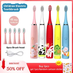 Sonic Electric Toothbrush For Kids Cartoon Colorful IPX7 Waterproof With Replacement Heads Cleaning Automatic Rechargeable Brush