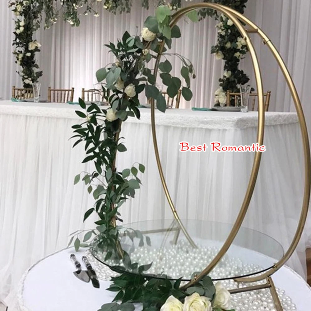 

2 pcs Gold Flower stand Column Stand Metal Road Lead Wedding Table Centerpiece Flower Rack Event Party Decoration