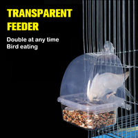 Clear Durable Plastic Bird Feeder Cage Accessories Parrot Seed Feeding Box Hanging Food Container for Parakeet Pet Bird Supplies