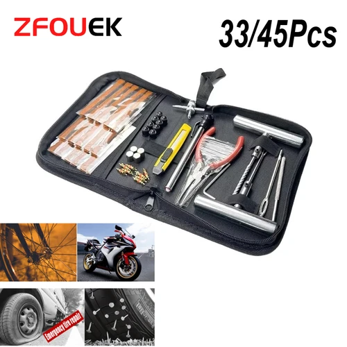 Imagen 1 del producto Nuevo Kit de reparación de neumáticos, 33/45 Uds., Kit de reparación de neumáticos, reparación de neumáticos de bicicleta, tapón de punción, accesorios para garaje y coche