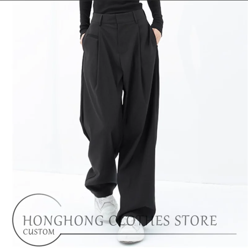 New men's loose straight leg all-in-one drum-free mopping pants wide-leg pants S-6XL Plus size tailored men's pants