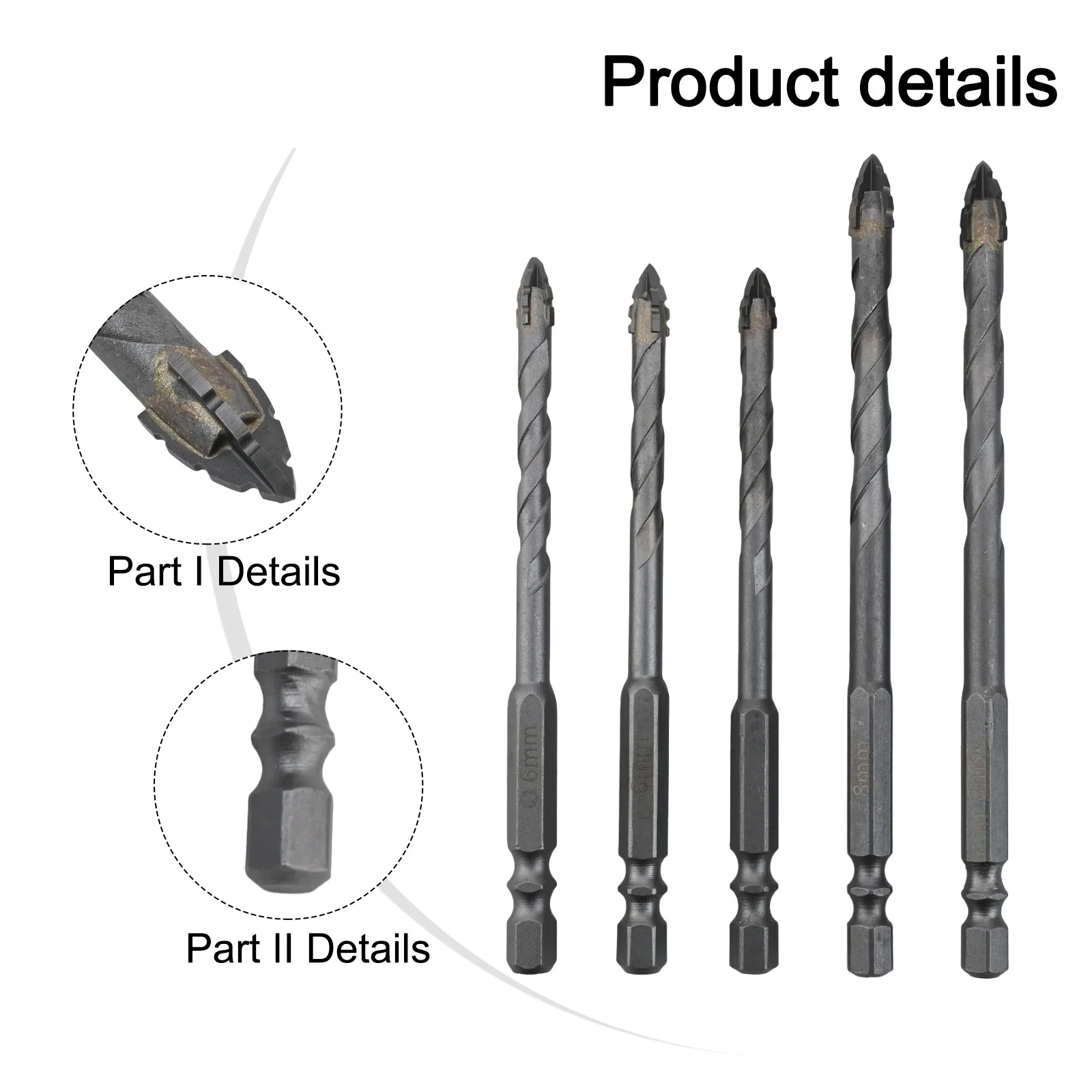 Posicionamento preciso, vibração reduzida, strass, compatível com realce de estabilidade, conjunto de brocas excêntricas, 6,35 mm, 1, 4 polegadas