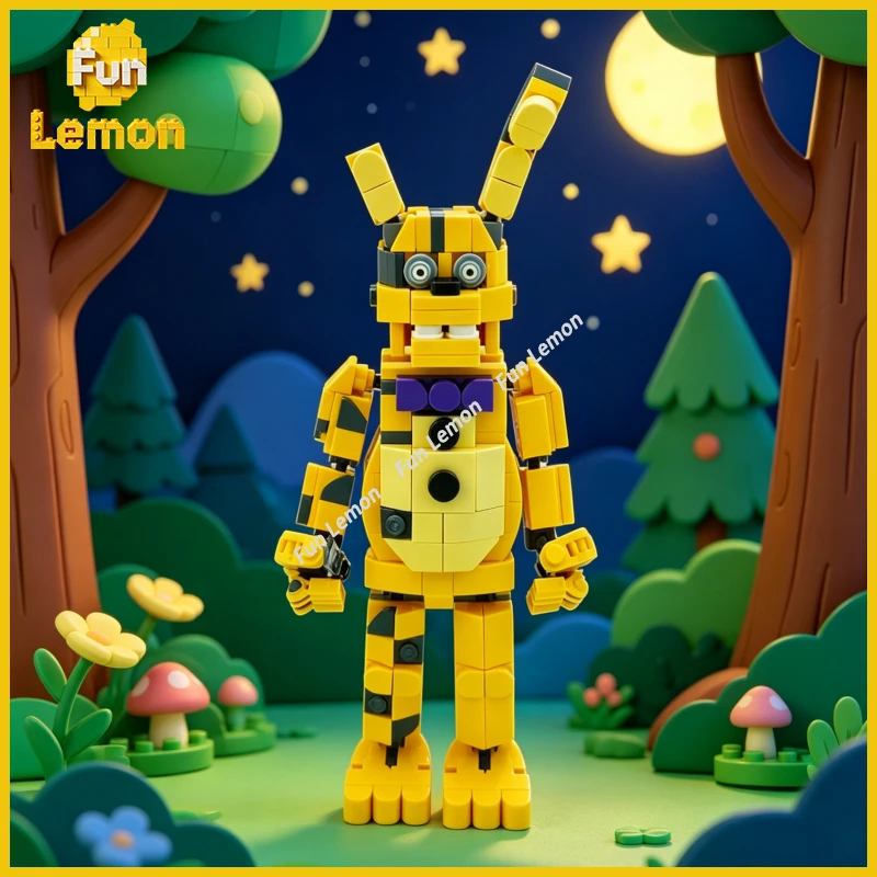 

Purple Bonnie Rabbit Figurine Accessories MOC Bricks Game Character Figure Assembly Parts Desktop Collectible Toy