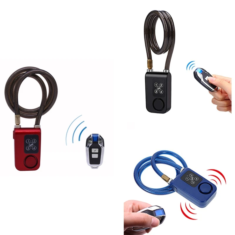 

Cycling Security Lock Wireless Remote Control Alarm Lock Electric Motorcycle Code Chain Lock Blue