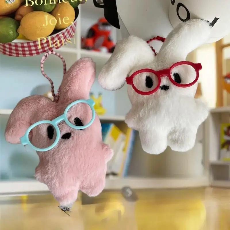 حلقة مفاتيح قطيفة على شكل أرنب أحمر على شكل أرنب؛ رائعة كديكور حقيبة الظهر وهدايا للأزواج #2