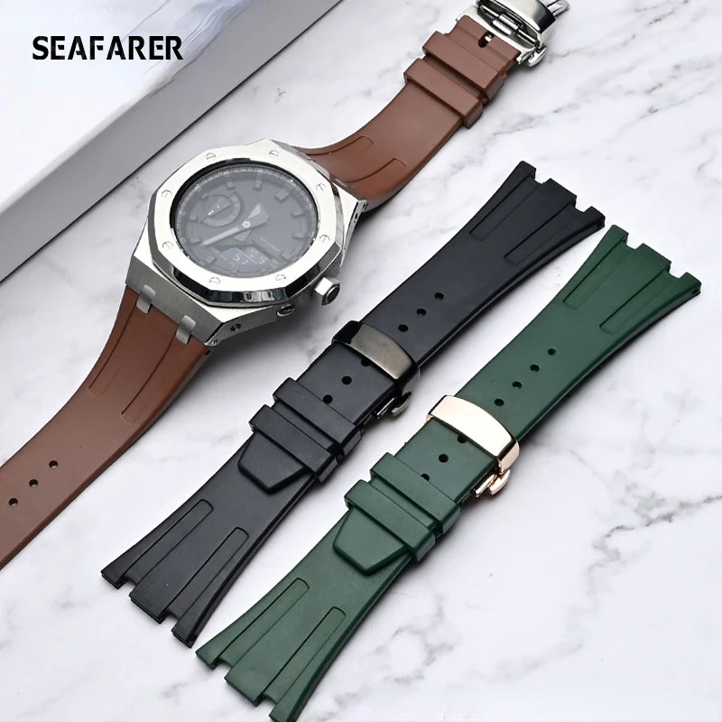 Rubber Watch Strap for AP Aibi Royal Oak15400 26331 15500 Waterproof Soft Comfortable Silicone watchband Accessories 27 28mm