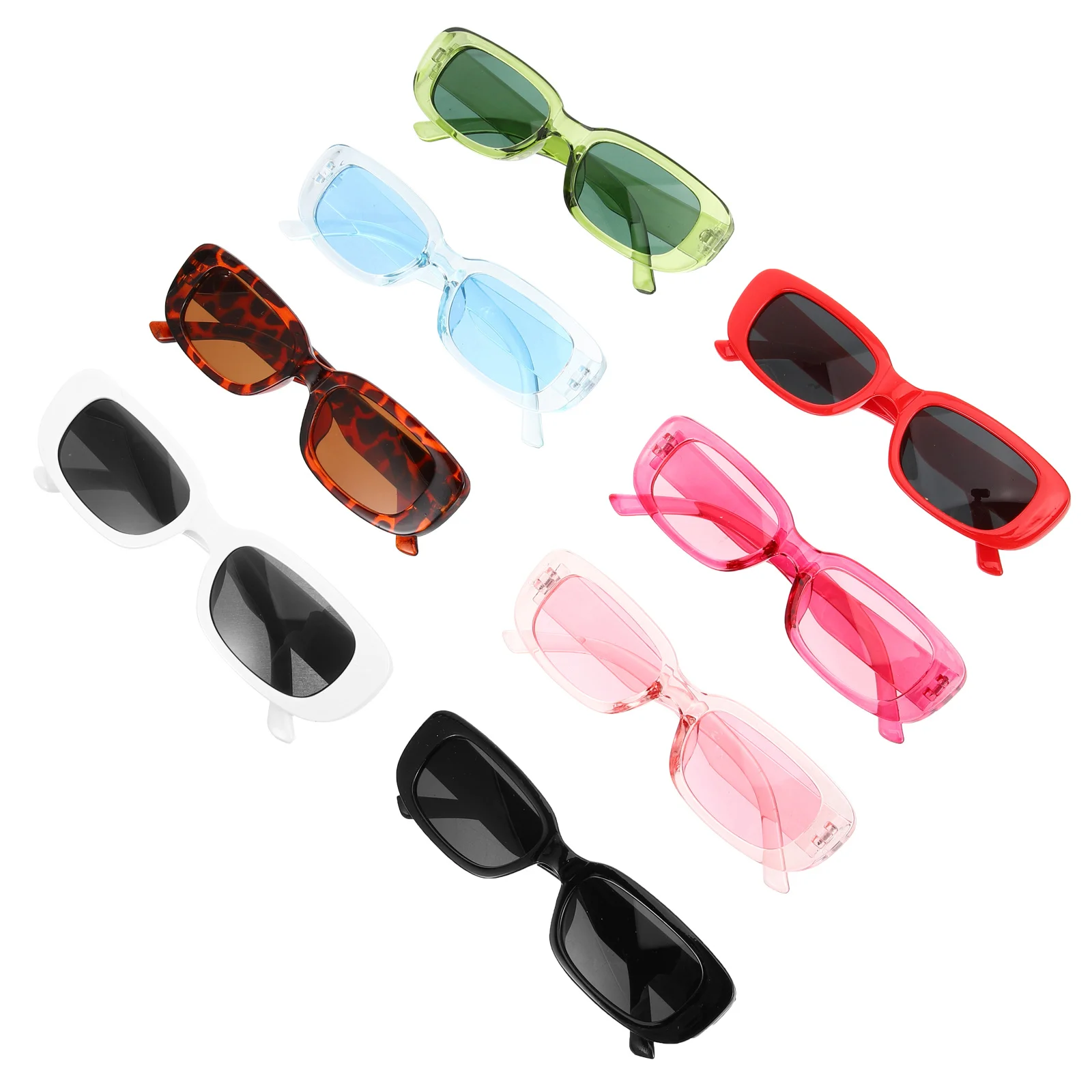 

8Pairs Retro Sunglasses Square Frame Comfortable Adjustable Nose Pads Protective Sunglasses Stylish Accessories