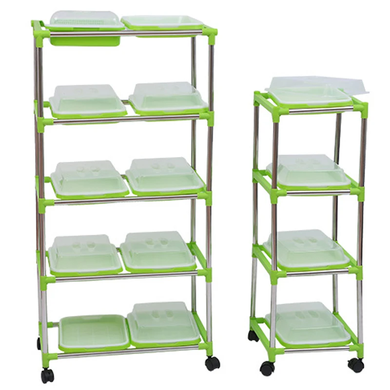 Soilless Culture Sprout Vegetable Seedling Tray Shelf Hydroponics Rack Seed Germination Pot Tray Movable Vegetable Planting Rack