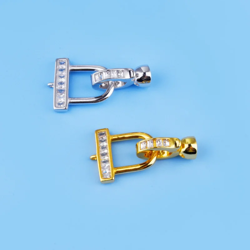 

S925 серебро ручной работы DIY бисер инкрустированный цирконом U-образная соединительная пряжка аксессуар
