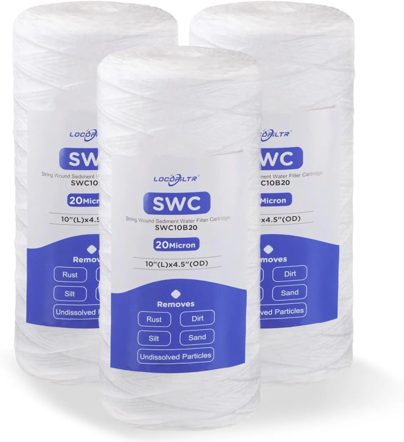 

Комплект из 3 сменных картриджей для фильтра для воды с нитевым наполнителем, 20 микрон, 10x4.5, для очистки воды во всем доме