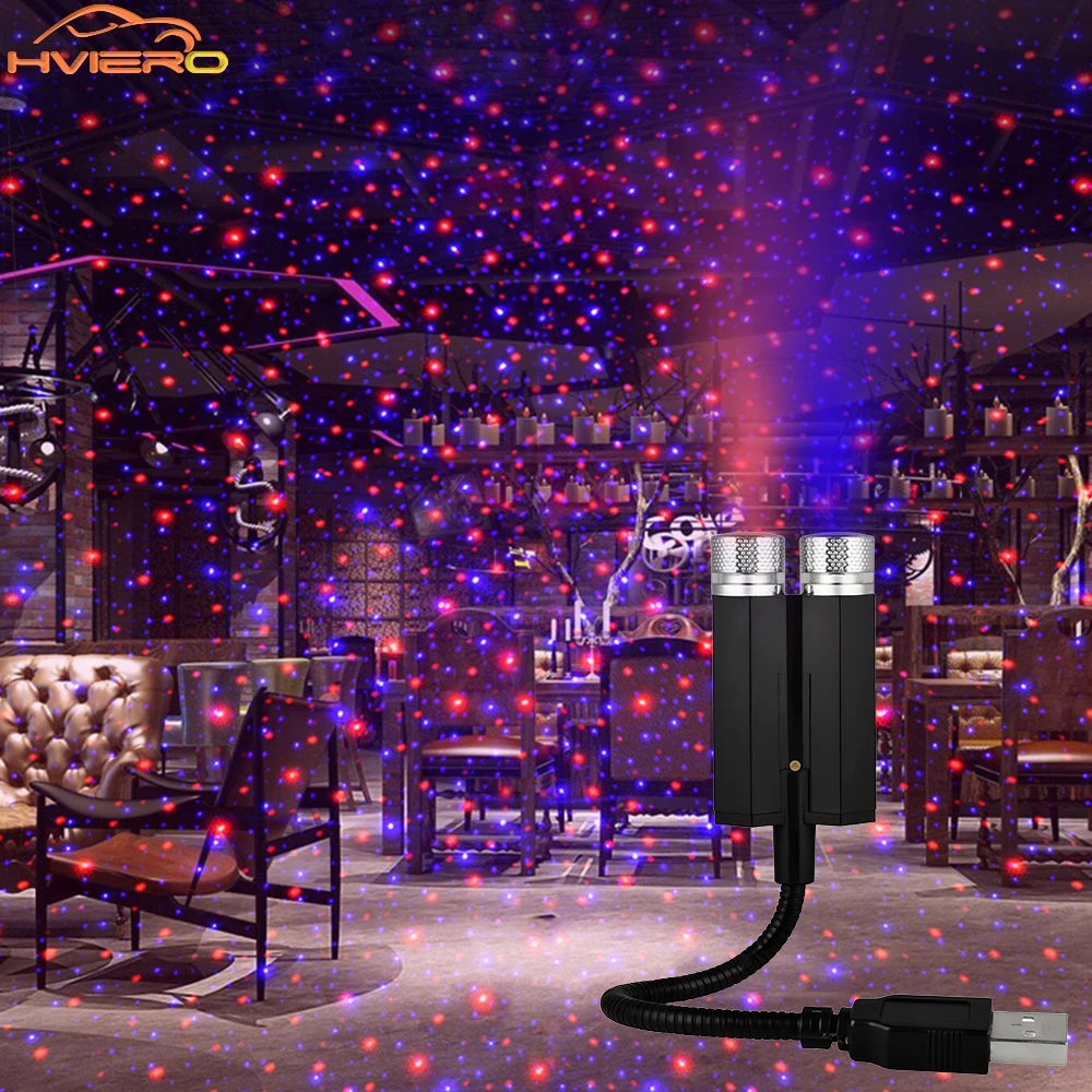 Car Roof Star Lights Interior USB Mini LED Starry Sky Projector Auto Lamp Decoration Night Galaxy Laser Home Atmosphere Lantern