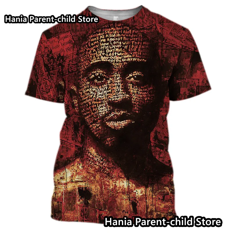 Rap star Drake 2PAC Painted Kids And Men Summer Short Sleeve t shirt Crewneck Oversized Rapper 3D Prited Hip-Hop Boys T shirts