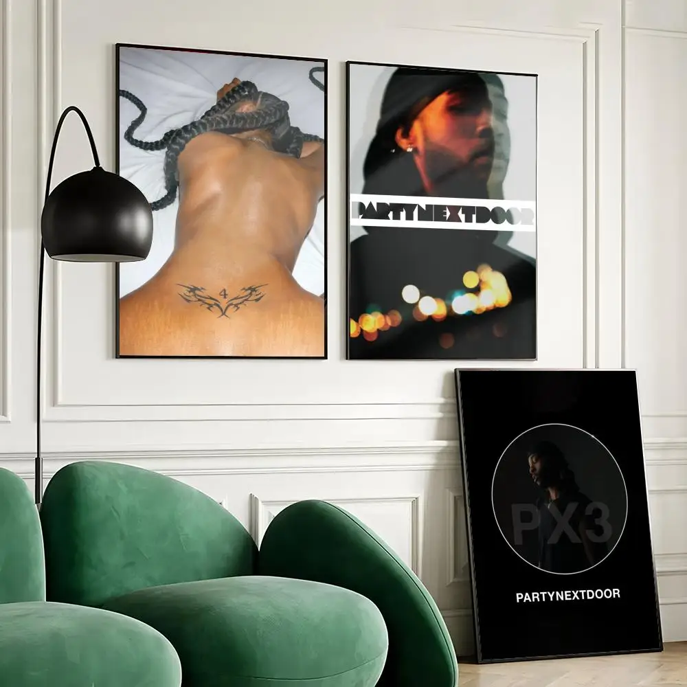 P-Partynextdoor Rapper Poster Waterproof Wall Art Sticker for Home Bar Decoration, Self-Adhesive Room Wall Decor Mural