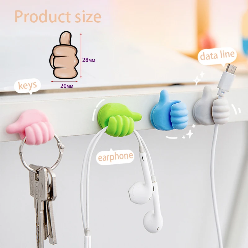 2pcs Hand-shaped Rubber Holder Multifunctional Self Adhesive Mini Hook for Car Wire Data Line Glasses Keys Tower Organizer Hooks