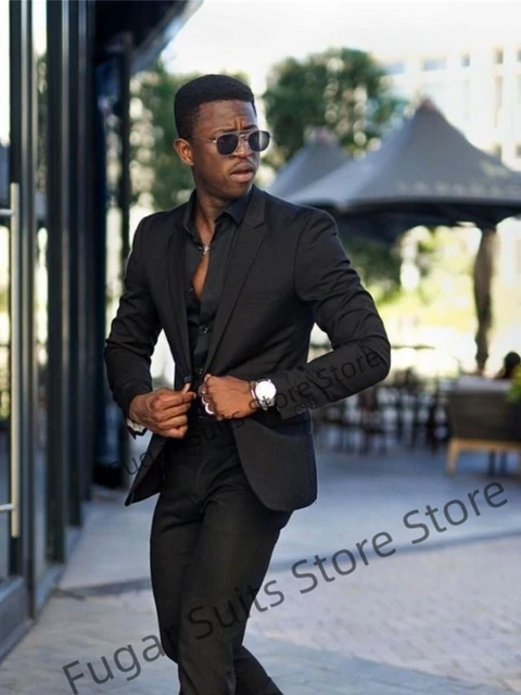 Luxuly Black Wedding Mens Suits Classic Slim Fit Groom Tuxedos Formal Prom 2 Pieces Sets Business Male Blazer Costume Homme AliExpress 200000343