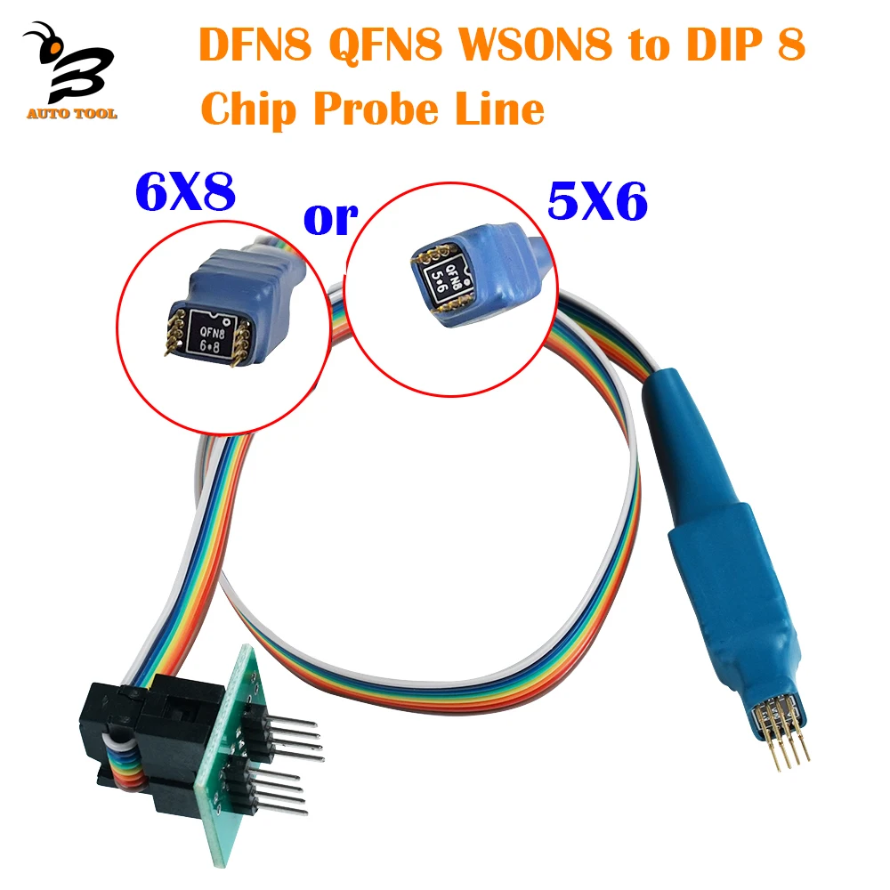 

DFN8 QFN8 WSON8 Dip8 Chip Probe Line Read Write Burning Needle 1.27 6x8 6X5 Programmer Adapter Test Socket for RT809H/F CH341A