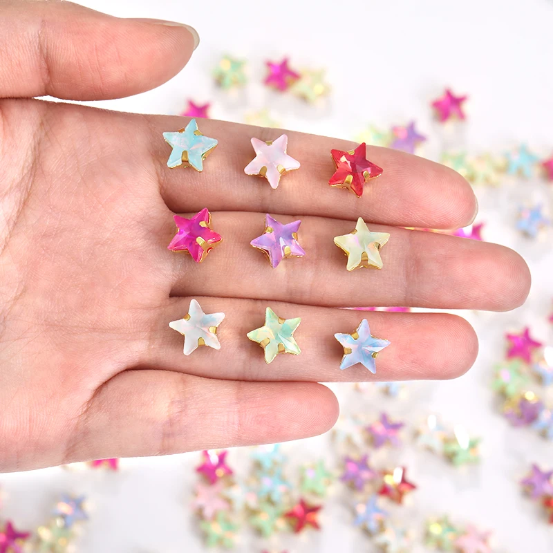 10mm Star Stone With Claw For Wedding Dress Sew on Crystal for Clothes Decoration Sewing Glass Rhinestones for Needlework