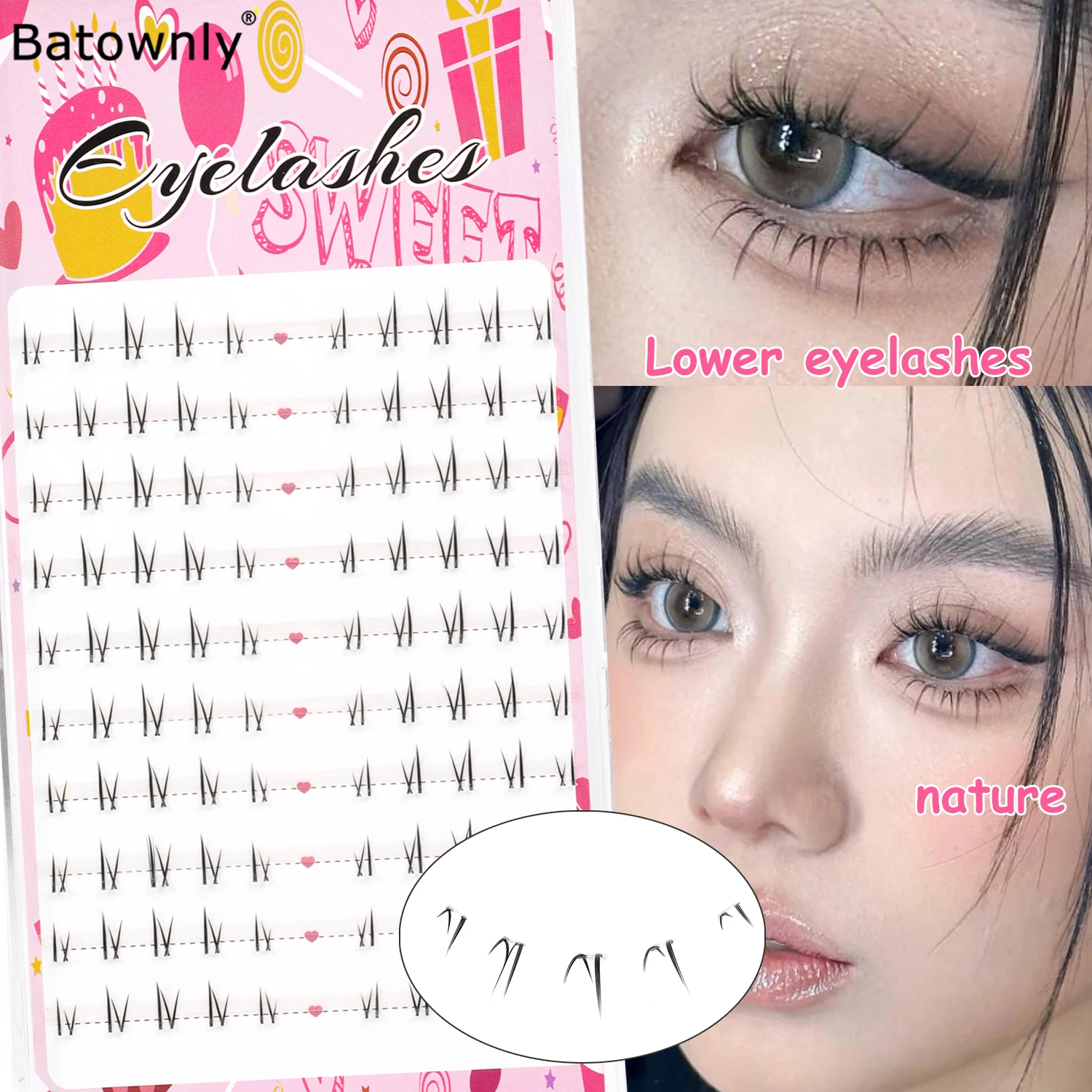 100 قطعة مجموعات الرموش الطبيعية مع مرآة نمط الرموش السفلية للمبتدئين ودية مجزأة الرموش الصناعية #1