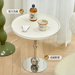 Sofa side small coffee table apartment white table simple household bedside shelf cream wind glass table  living room furniture